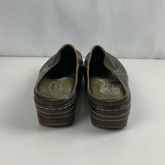 L'ARTISTE Spring Step Chino Leather Mule‎ Sz US 10.5 EU 41 Brown Clog Wedge Shoe - Picture 4 of 7